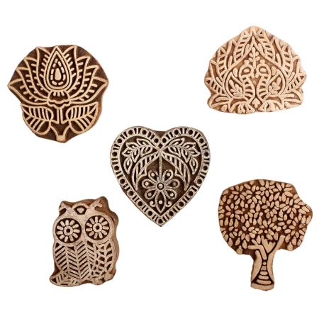 Set of 5 Piece New Mix Wooden Printing Block